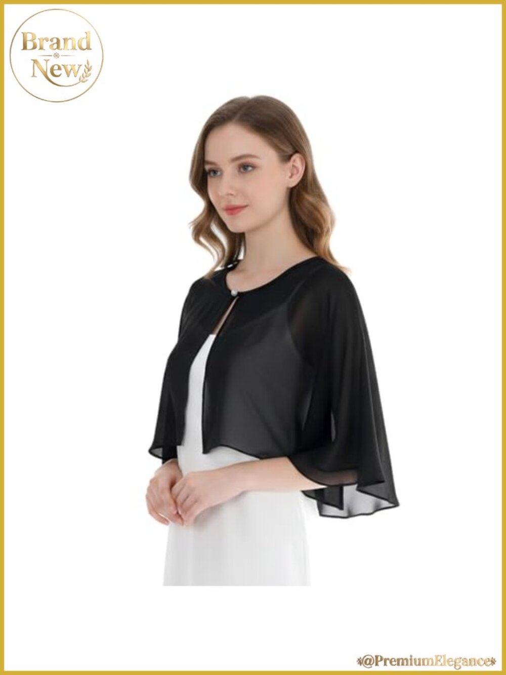 Chiffon Shawl Wrap Evening Dress Cape Scarf Button Closure One Size